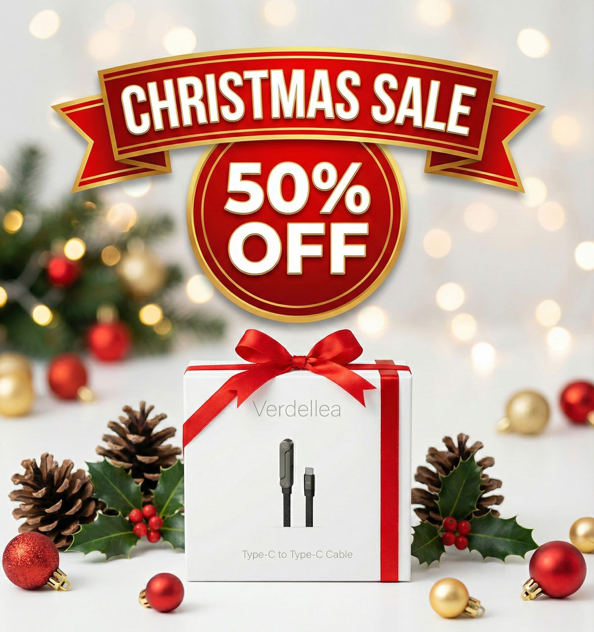 Verdellea 2-in-1 240w Fast Charging Foldable Cable (Type C to Type C)